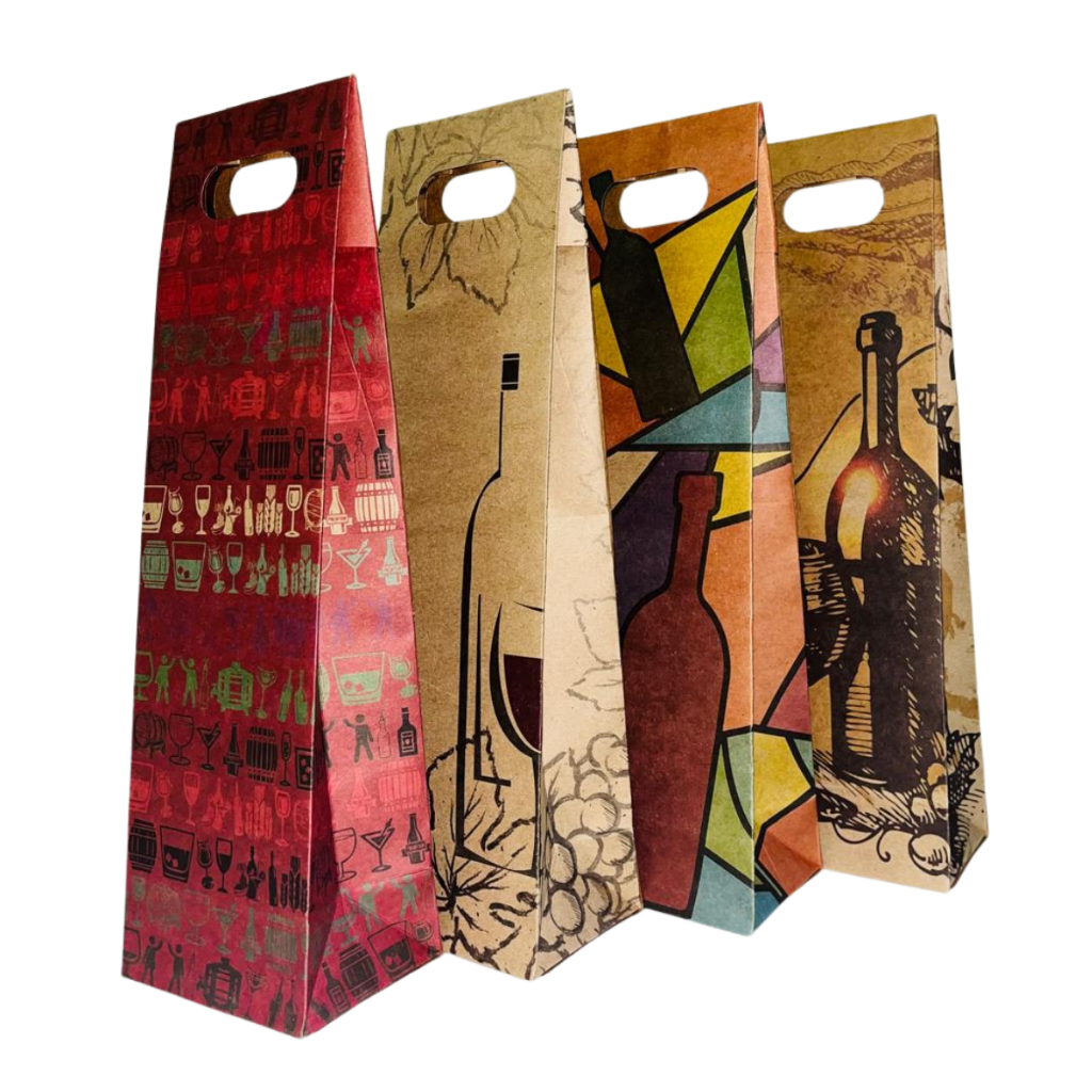 Kit 12/24/36 Sacolas De Papel Kraft Para Vinho Garrafa Cerveja Artesanal Reforçada Presente