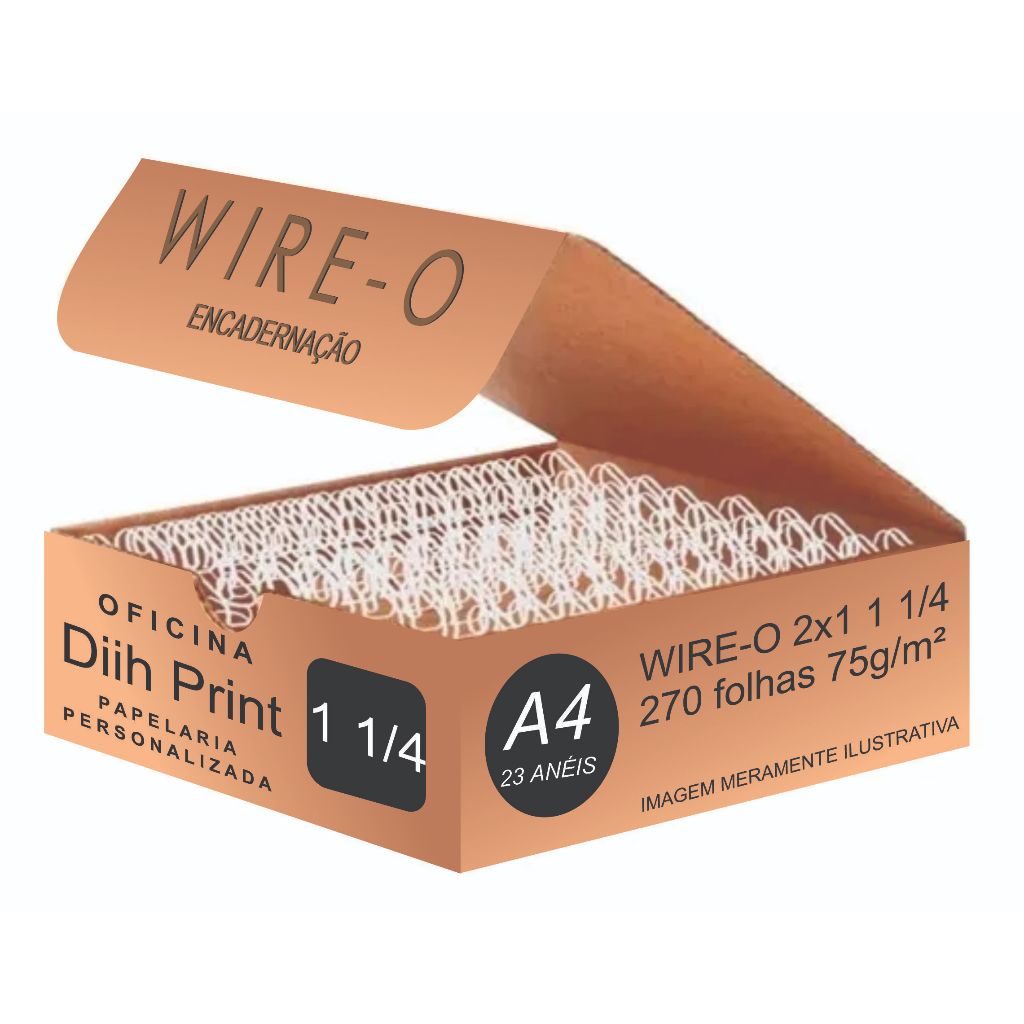 WIRE-O P/ ENCADERNAÇÃO 2X1 A4 1 1/4" 270 FLS BRANCO,PRETO,PRATA,ROSE GOLD,DOURADO,ROSA CLARO,BRONZE em Oferta na Shopee
