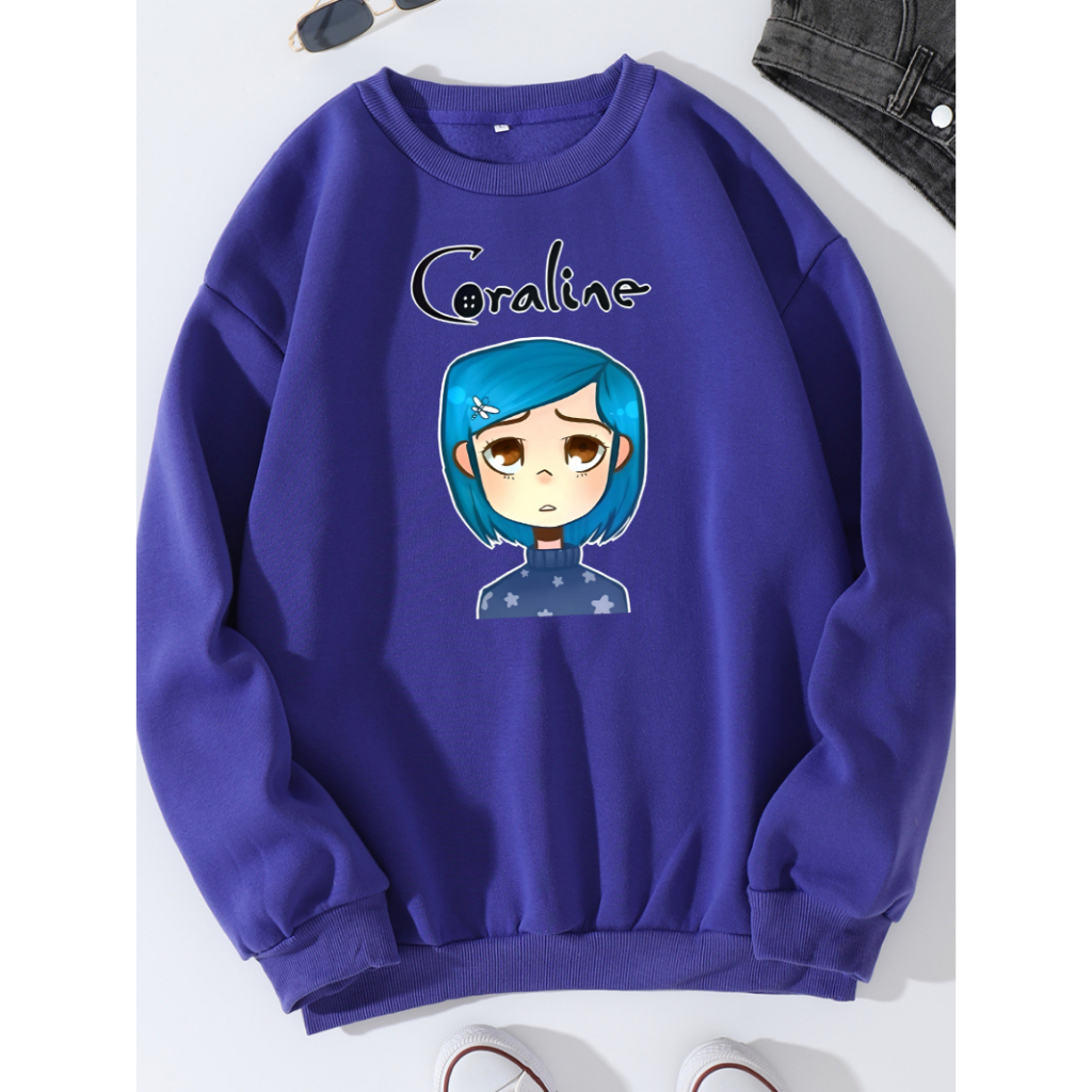 Moletom Careca  Coraline Unissex Feminino Masculino Coloridos Mundo Secreto Filme Desenho Jogo Game Modelo Careca Flanelado Premium Blusa de Frio Casaco