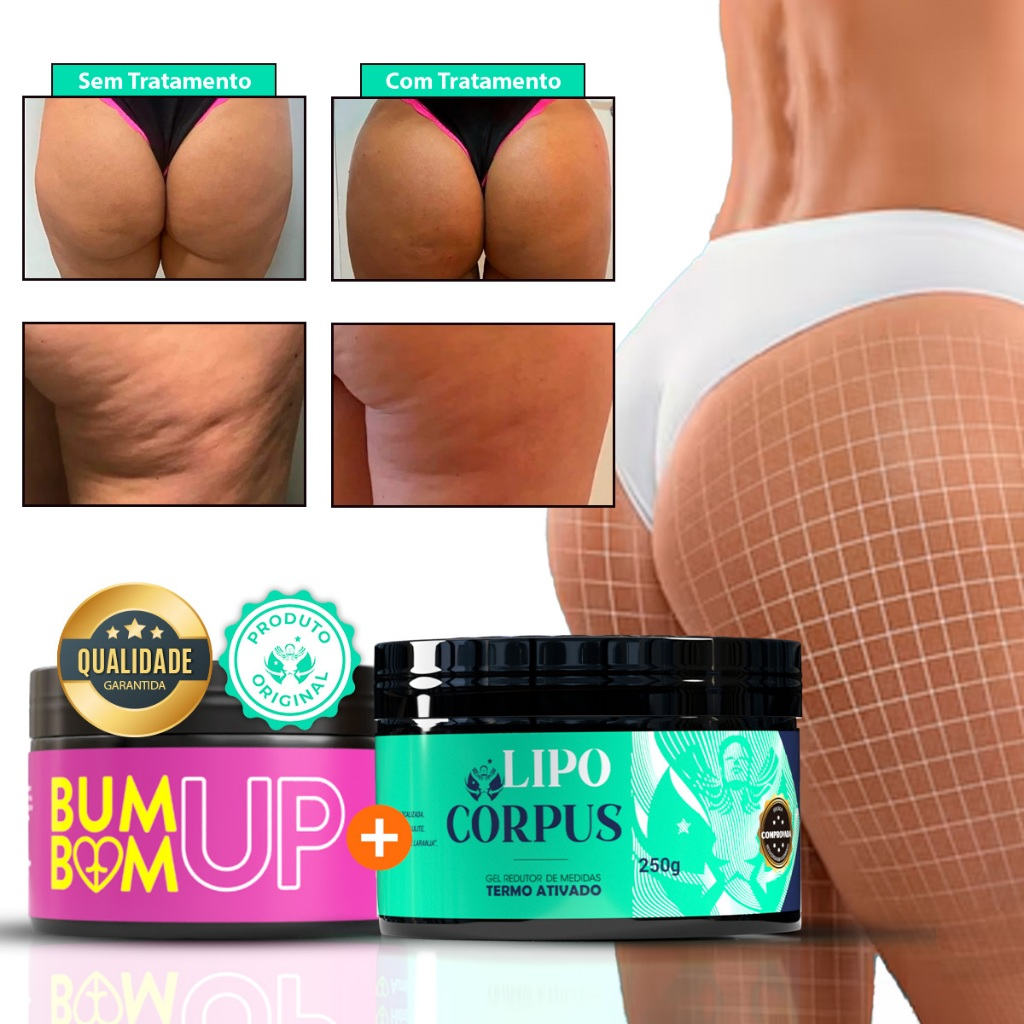 Kit Bumbum Up + Gel Redutor Lipo Corpus | Firmeza, Modelagem e Redução de Celulite - 2 Potes