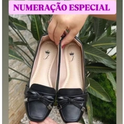 Mocassim Feminino Preto Numeração Especial 41 42 43 Sapatilha Feminina Bico Quadrado Sapato Casual