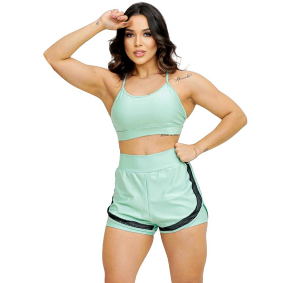 Conjunto Academia Feminino Fitness Short duplo e Top c/ bojo Conjunto De Corrida Roupa de Treino em Oferta na Shopee
