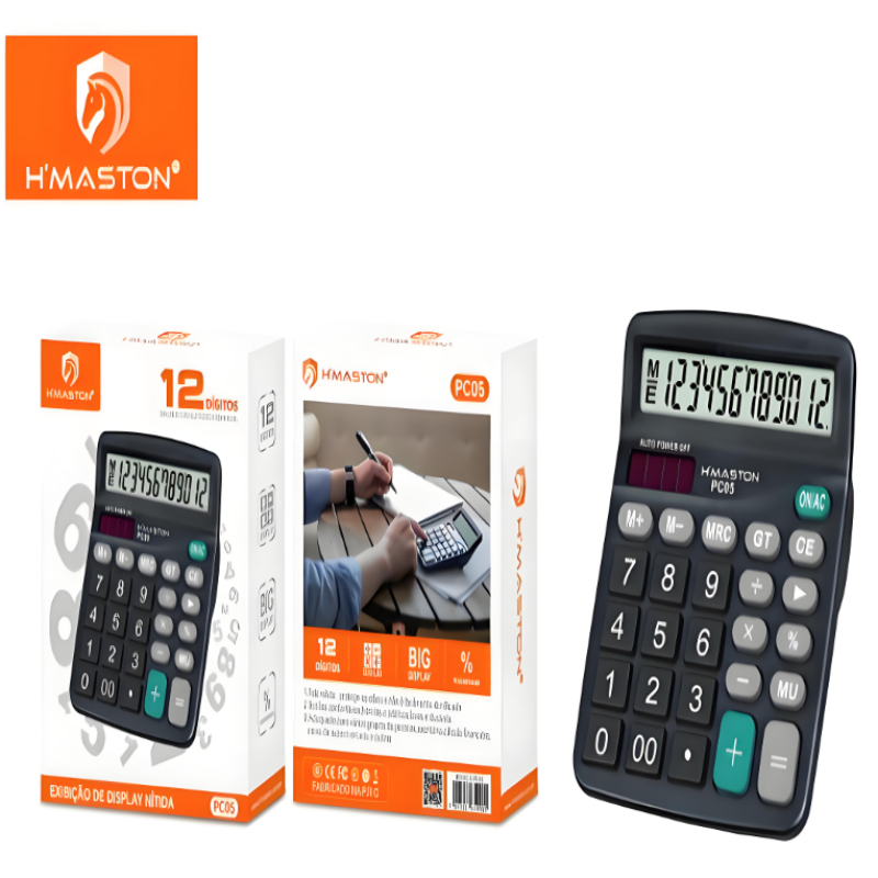 Calculadora Eletrônica Digital Com 12 Dígitos Preto Teclas Grandes Envio Imediato