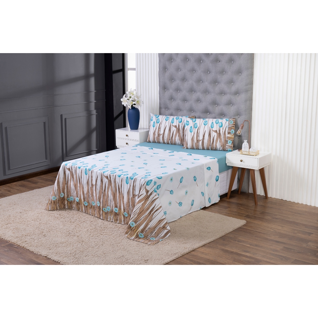 Jogo de Lençol Casal/Queen 4pç 180 fios Algodão em Oferta na Shopee