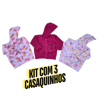 Casaquinho Inverno Bebê Soft Capuz-KIT COM 3- Menino Menina em Oferta na Shopee