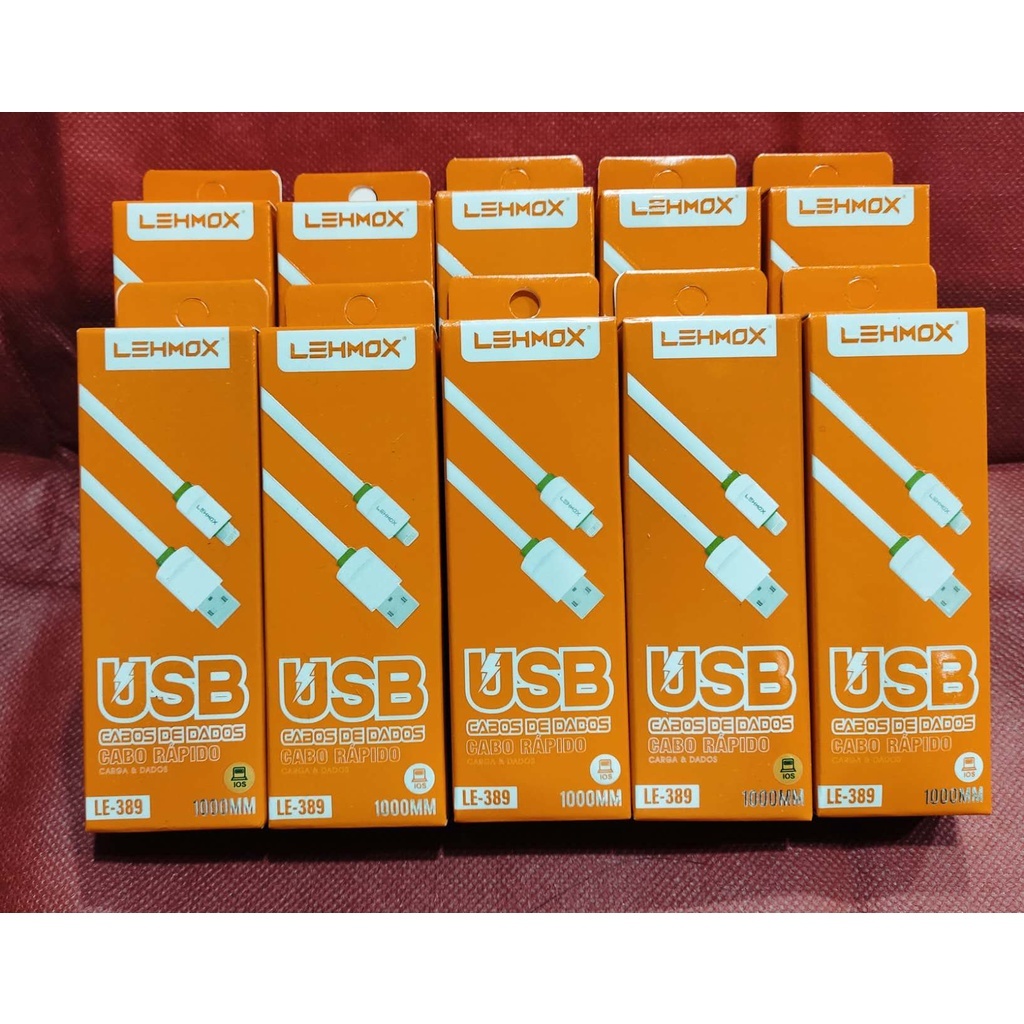 Kit 5/10 Lehmox Cabo Usb para celular Ios Lightning / Micro USB V8 / Tipo C 1 Metro 4.8A