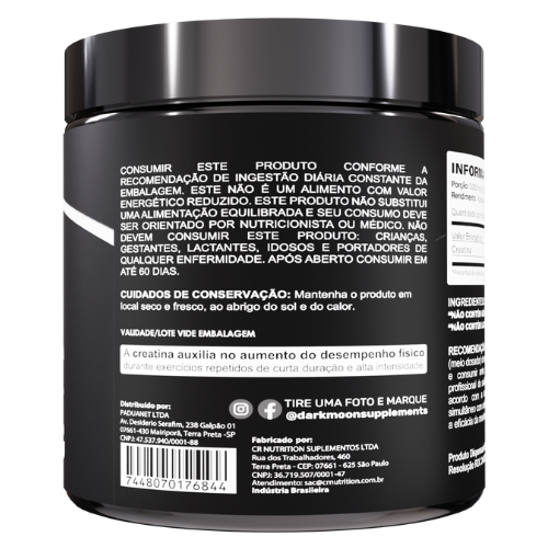 Detalhes do Creatina Monohidratada 300g DarkMoon- Creatine, Creatina 100%