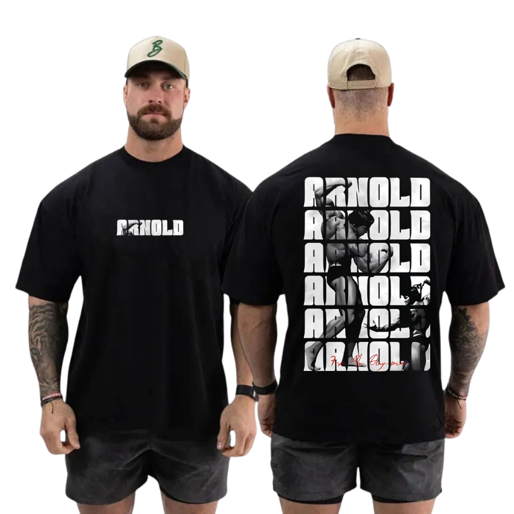Camiseta Oversized Streetwear Arnold Musculação Grande Algodão Streetwear Treino Academia