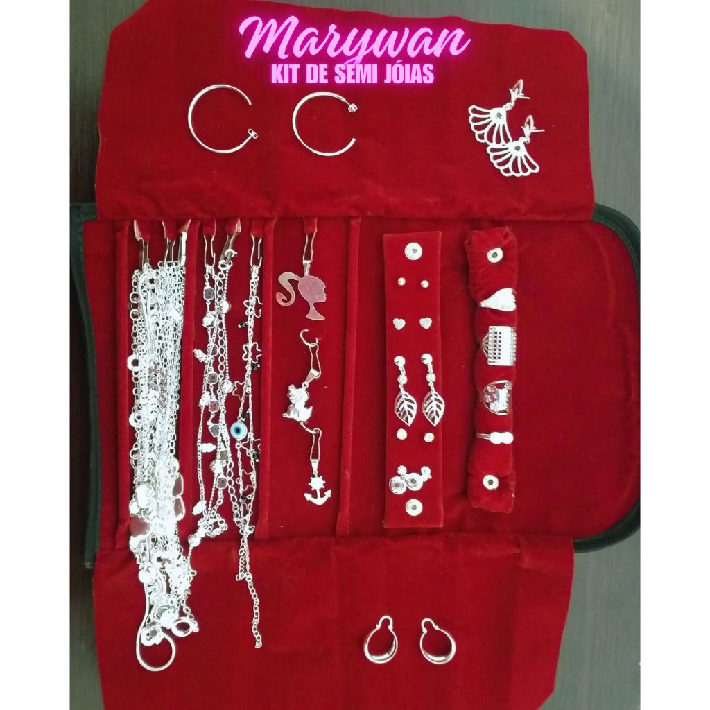Kit Semi Joias + Mostruário Porta Joias P/ Revenda Atacado Folheado á  Prata