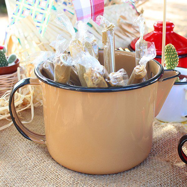 Caneca Fervedor para cozinha Leiteira Com Bico 1L Ágata Esmaltada Qualidade Ewel