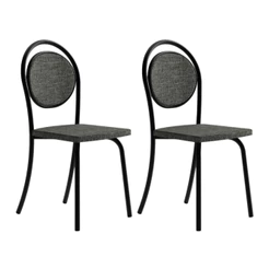 Conjunto 2 Cadeiras De jantar 1738 Carraro Preto/Cinza