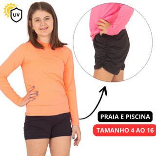 Shorts Infantil Menina UV50 Praia e Piscina Juvenil 4-6-8-10-12-14-16 Lavin Basic em Oferta na Shopee