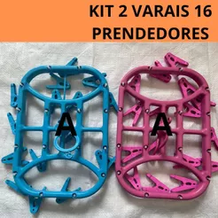 Kit 2 Varais Calcinha Cueca Meias Com 16 prendedores Cores Sortidas