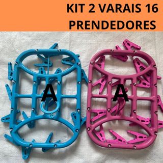 Kit 2 Varais Calcinha Cueca Meias Com 16 prendedores Cores Sortidas em Oferta na Shopee