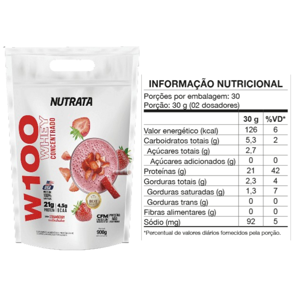 Detalhes do Whey W100 Refil 900g - Nutrata WPC 21de Proteina
