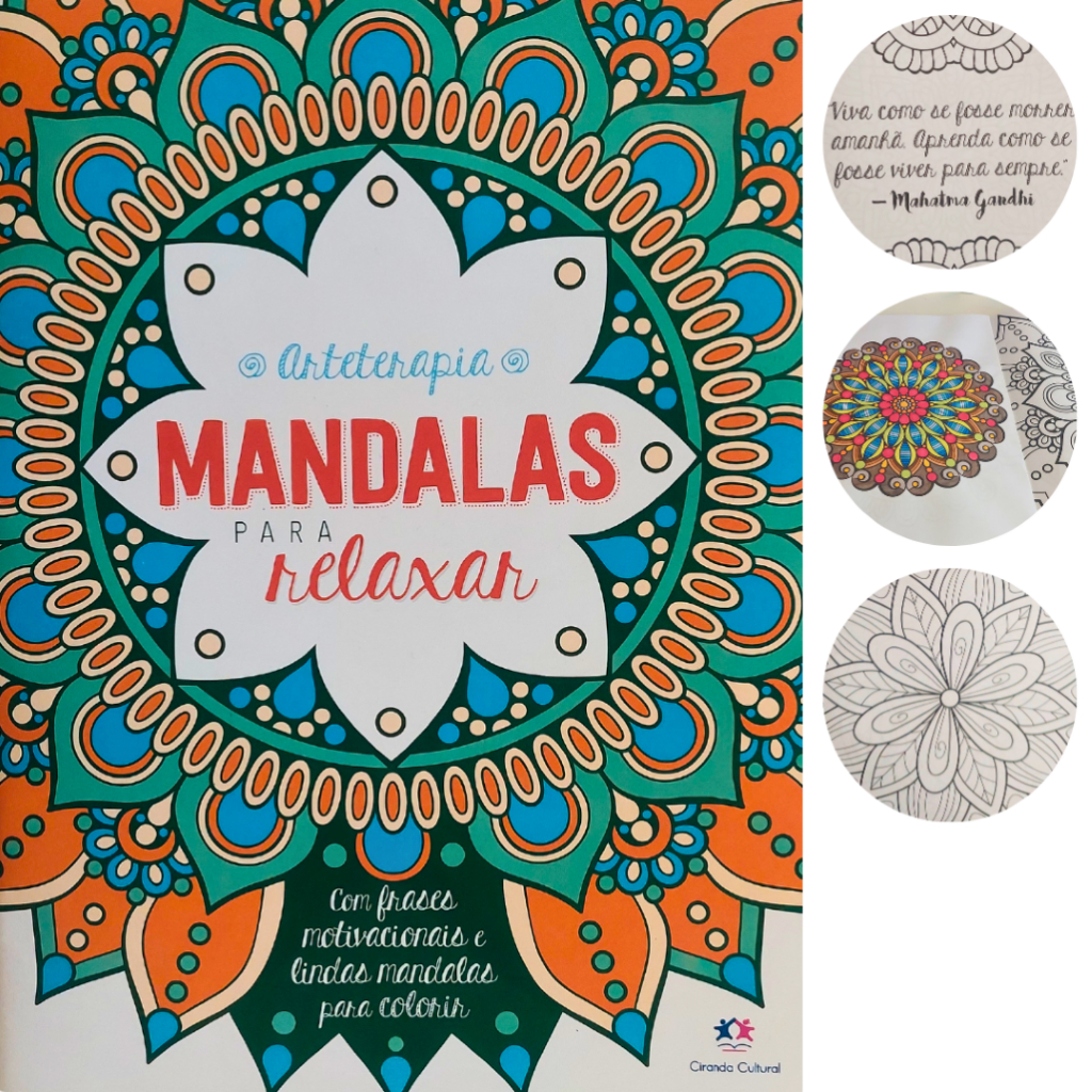 Livro Mandalas Relaxar Arteterapia Antiestresse Reduz Stress Criatividade Mindfulness Adulto