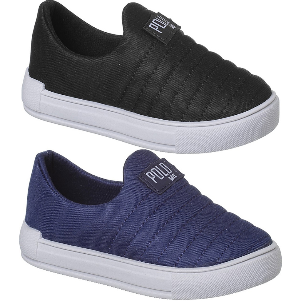 Kit 2 Pares Tenis Calce Facil Infantil Sola Reta Escolar Leve Confortável Menino Menina Envio em 24H em Oferta na Shopee