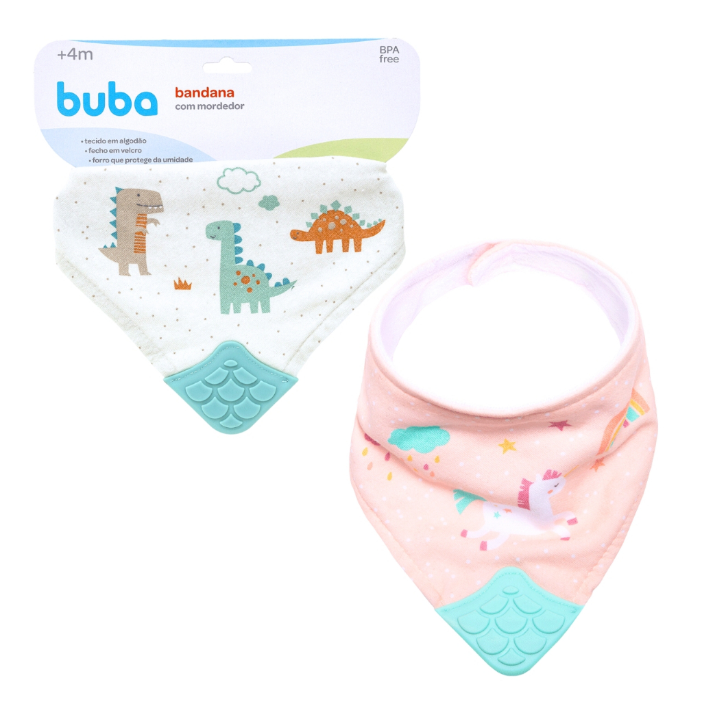 Babador Bandana com Mordedor Ajustável Tecido Algodão Atoalhado por Dentro Massageador de Gengiva em Oferta na Shopee
