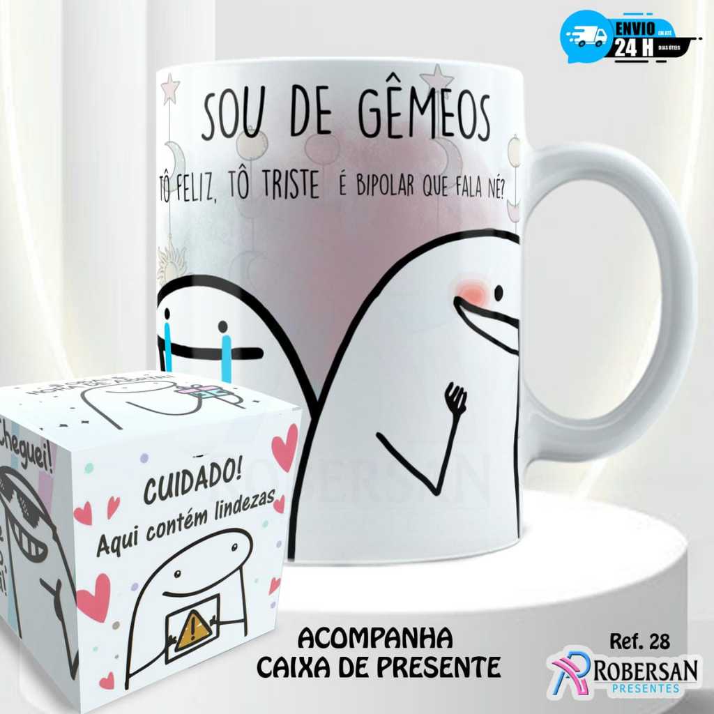 Imagem Caneca Gêmeos - Signo Geminiana Personalizada Flork Signos com Nome Engraçada Divertida Meme 325ml
