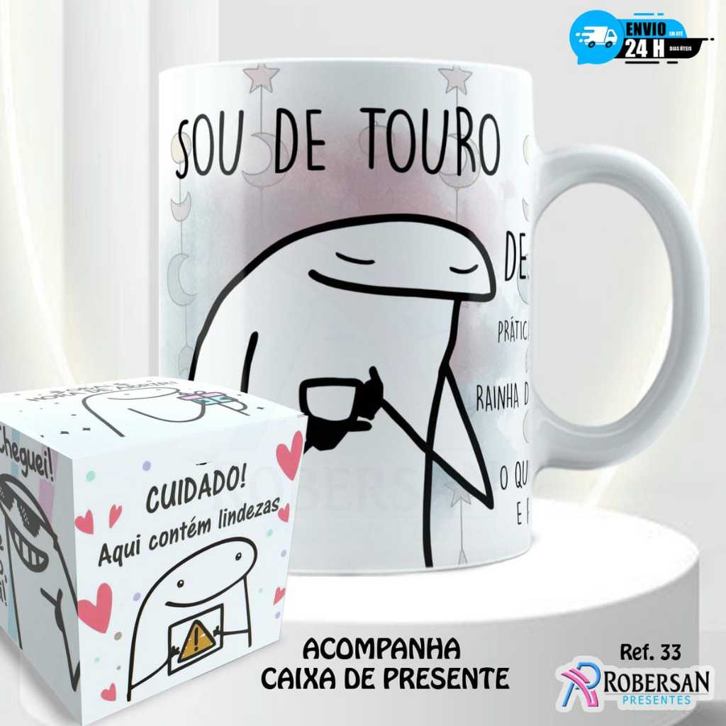 Imagem Caneca Touro - Personalizada Signo Flork Taurina Engraçada Divertida Xícara de Porcelana Signos Meme 325ml