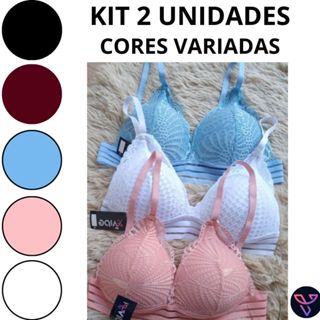 Kit 2 Sutiã Bojo de Renda e Cós Elástico Lingerie Fabricação Própria em Oferta na Shopee