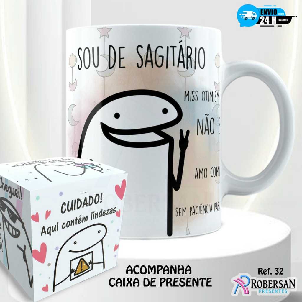 Caneca Sagitário - Personalizada Signo Sagitario Flork Signos Sagitariana com Nome Engraçada Divertida Meme Presente 325ml