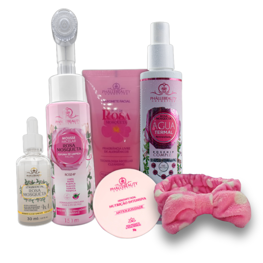 Kit Cuidado Facial 5 Itens PhálleBeauty + Faixa de Cabelo em Oferta na Shopee