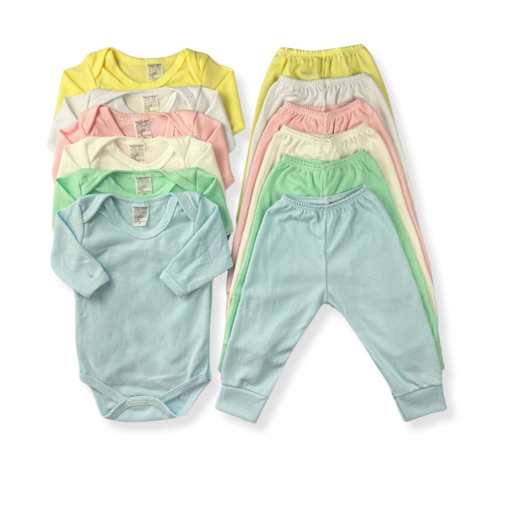 Kit  6 Peças Infantil Bebe Enxoval Body e Calça Menino e Menina
