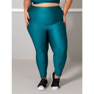 Calça Legging Brilhosa Plus Size Academia Fitness 11180 em Oferta na Shopee