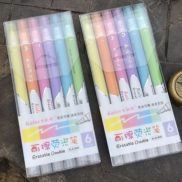Kit 1 /2 pacote Apagável 6 Cores Canetas Marca Texto Serio Modelo Aleatorio Alta Qualidade