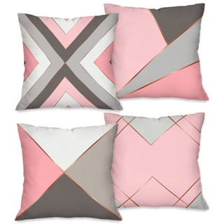 Kit com 4 Capas para Almofadas Decorativas Estilo Geométrico Rosa 45x45 cm em Oferta na Shopee
