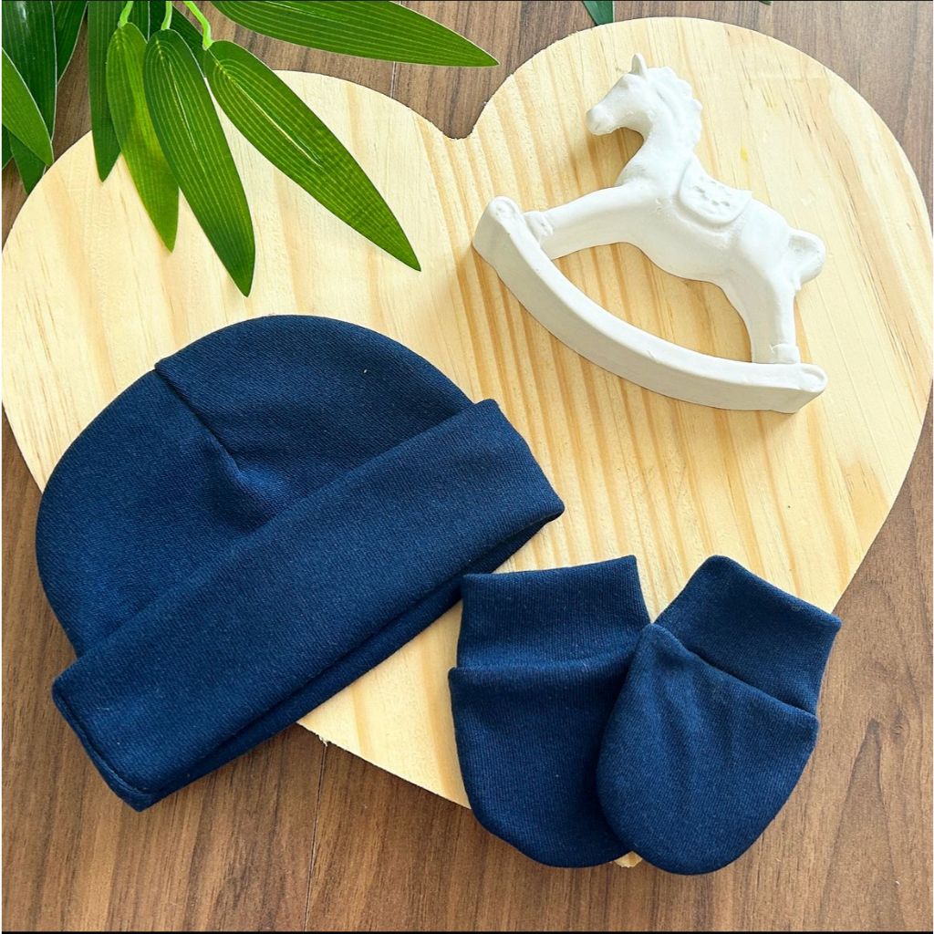 Kit Touca e Luva Para Bebê Recém Nascido 100% Algodão Antialérgico em Oferta na Shopee