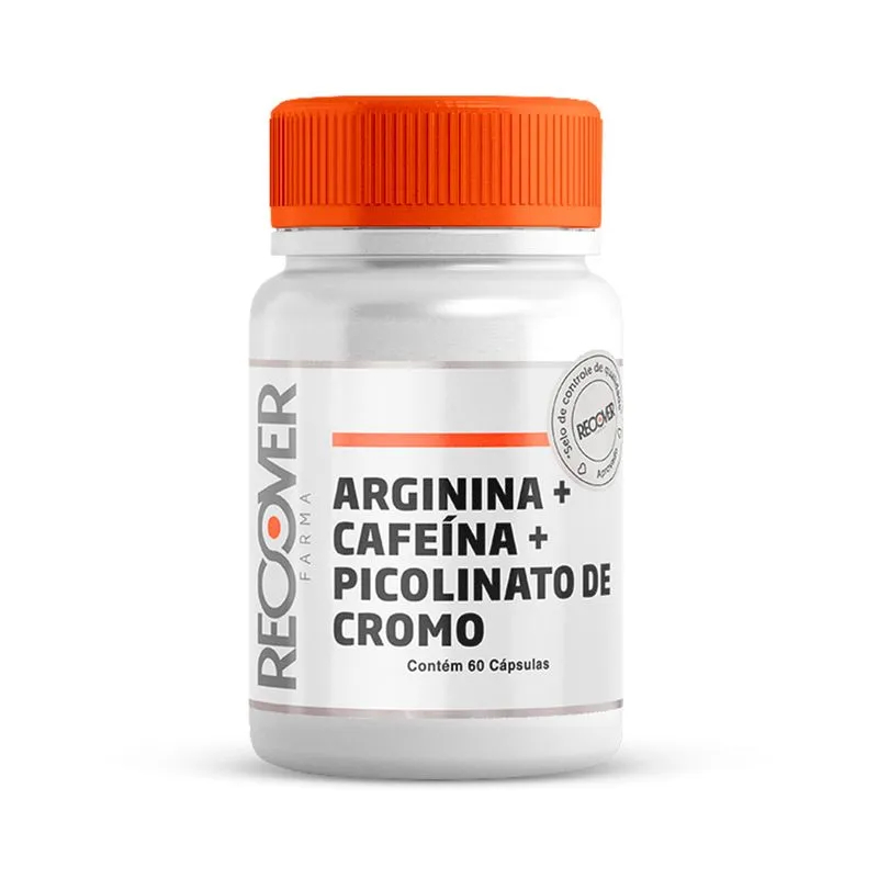Arginina + Cafeína + Picolinato de Cromo - 60 Cápsulas - Recover Farma
