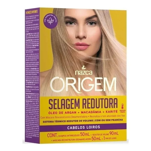 Kit Selagem Redutora Origem Para Cabelos Loiros Nazca