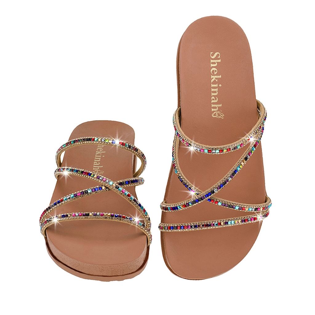 Sandália Feminina Flatform Slide Papete Birken Shekinah Brilhante Strass Briho Lançamento - Women Shoes