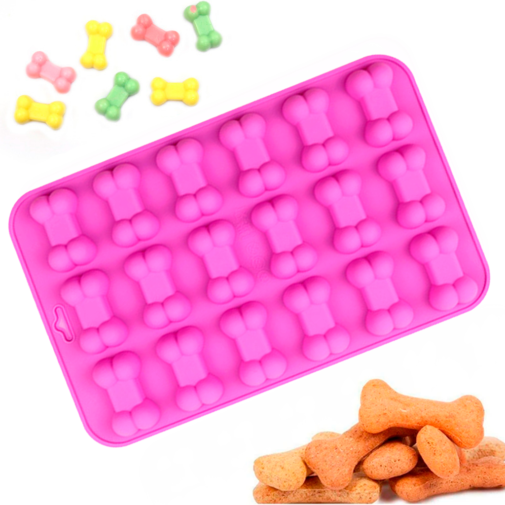 Forma Molde Osso Ossinho Silicone Pet Dog Chocolate Petisco Biscoito Resina Trufa Bombom Goma Bala Gelo Gummy Confeitaria Culinaria Pasta Americana Pascoa