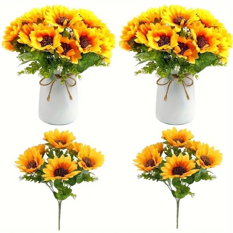 Flores Artificiais para Decoração, Festas, Casamento, Ramo Buquê Girassol HS801086