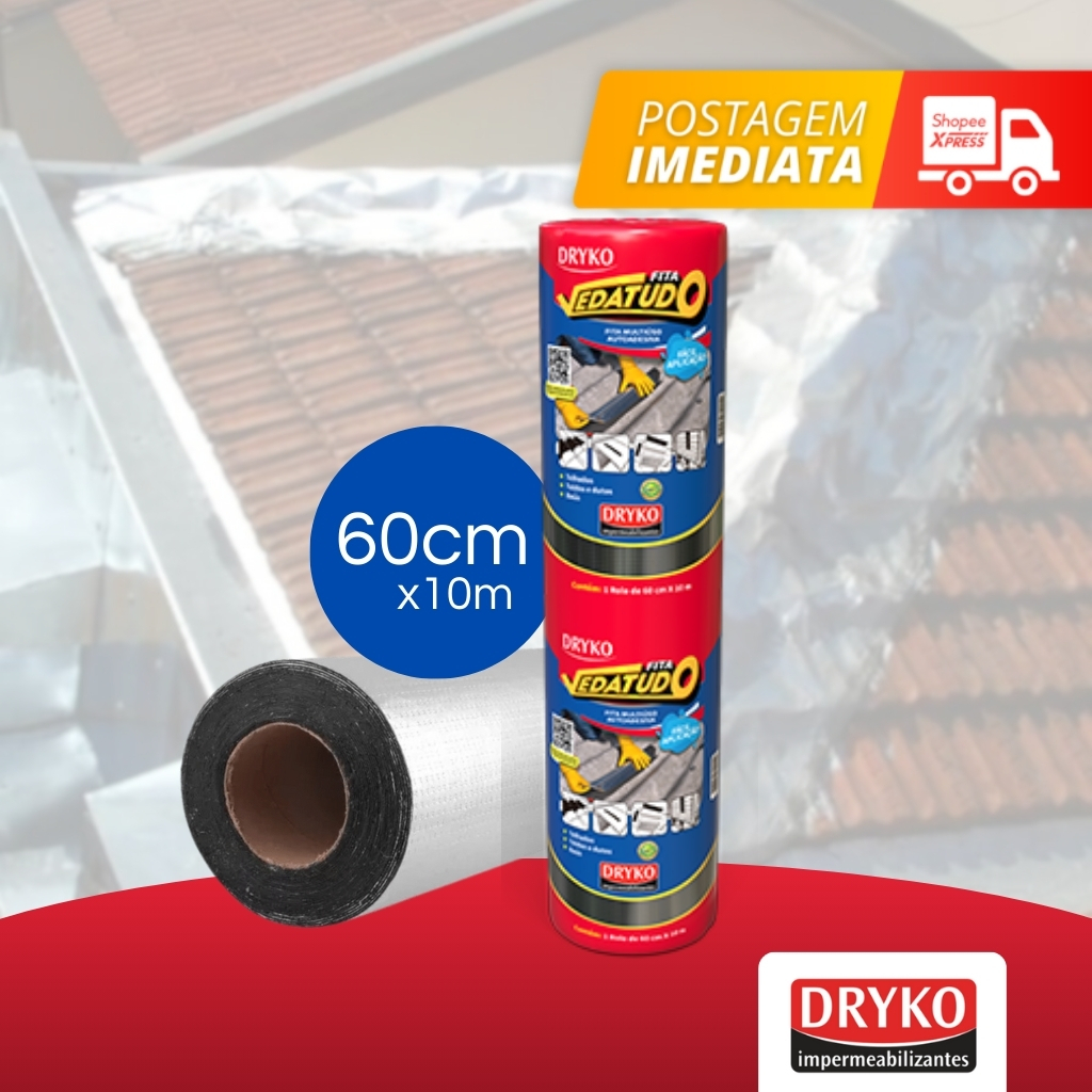 Manta Asfáltica Fita Aluminizada Telhado Auto Adesiva- 60cm X 10m em Oferta na Shopee