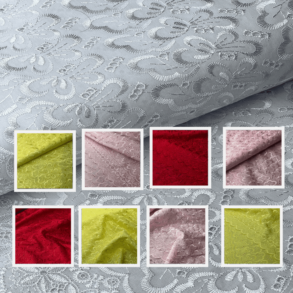 Tecido Laise Austríaca Lese Bordada Richelieu Varias Cores