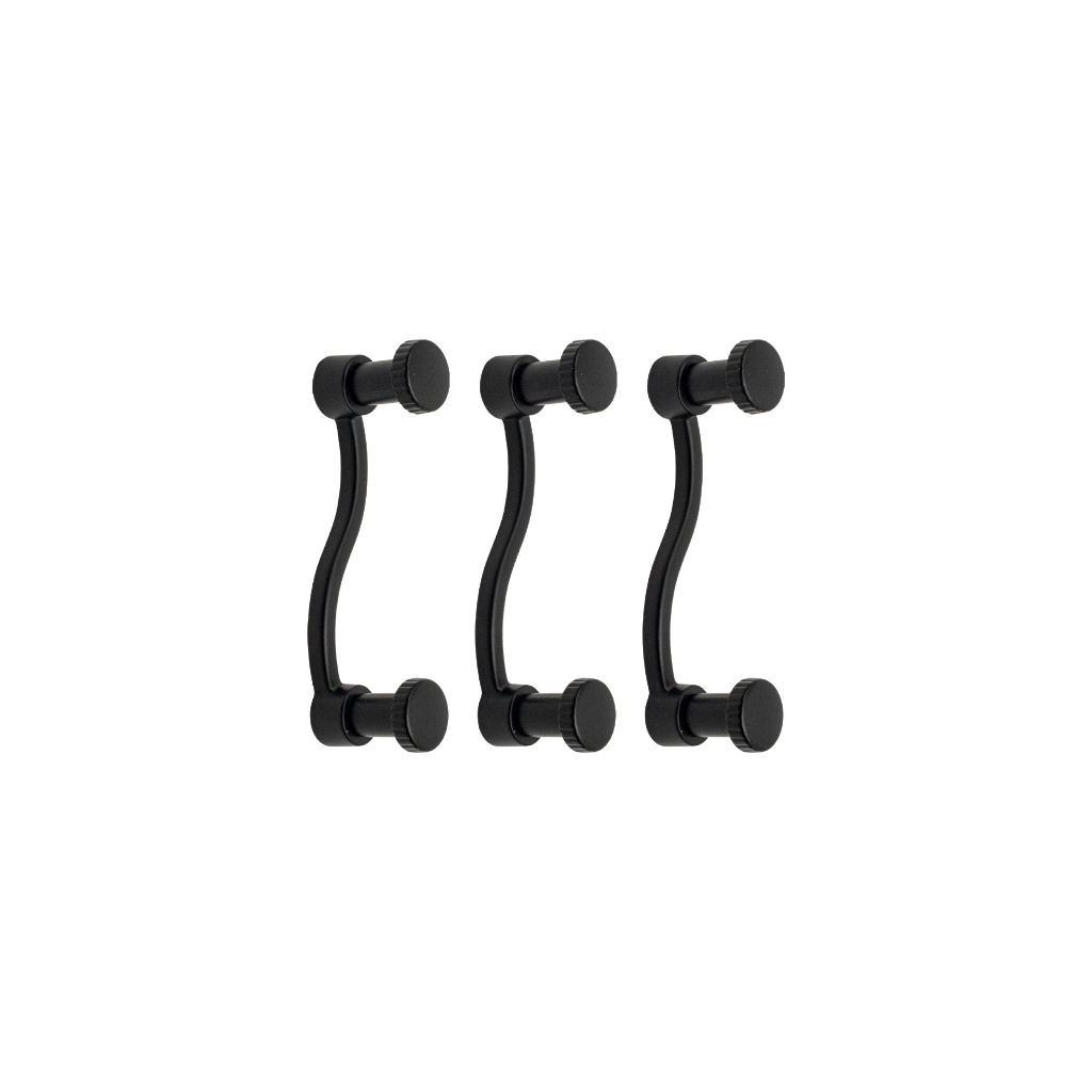 Kit Com 3 Cabides Suporte Modelo Modern Curvo 2 Ganchos Para Parede