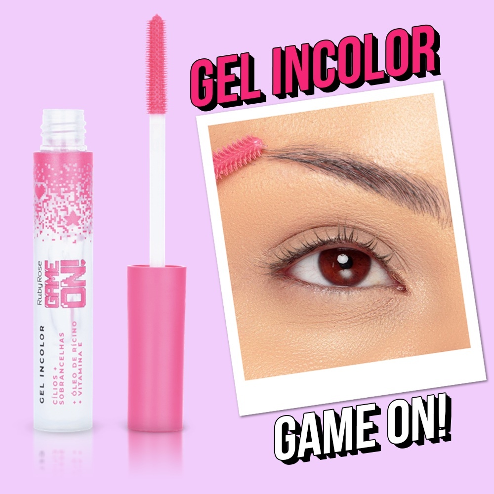 Ruby Rose Gel Incolor Game On para Sobrancelha Rímel Incolor para Cílios 2 em 1