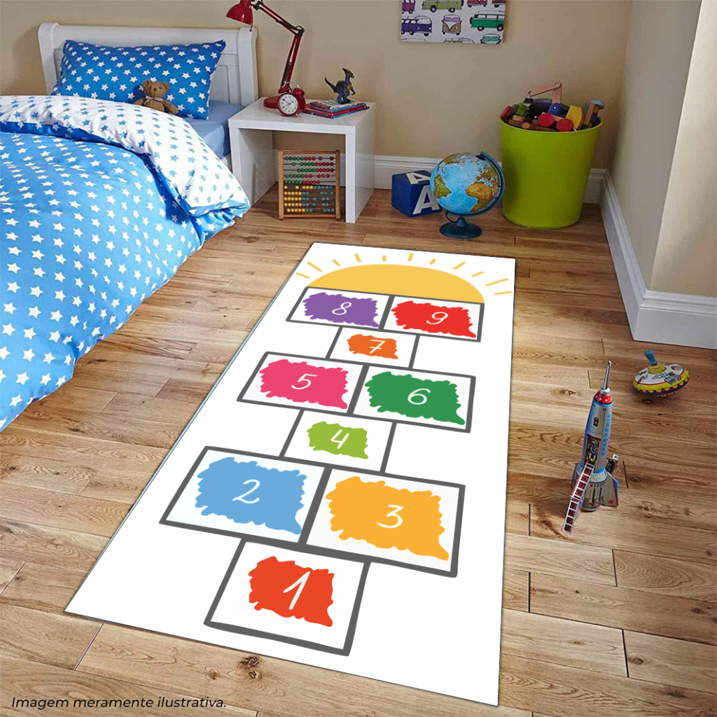 Tapete de chão Amarelinha Pedagógico Infantil Brincadeira 70 X 180 cm AMARELINHA