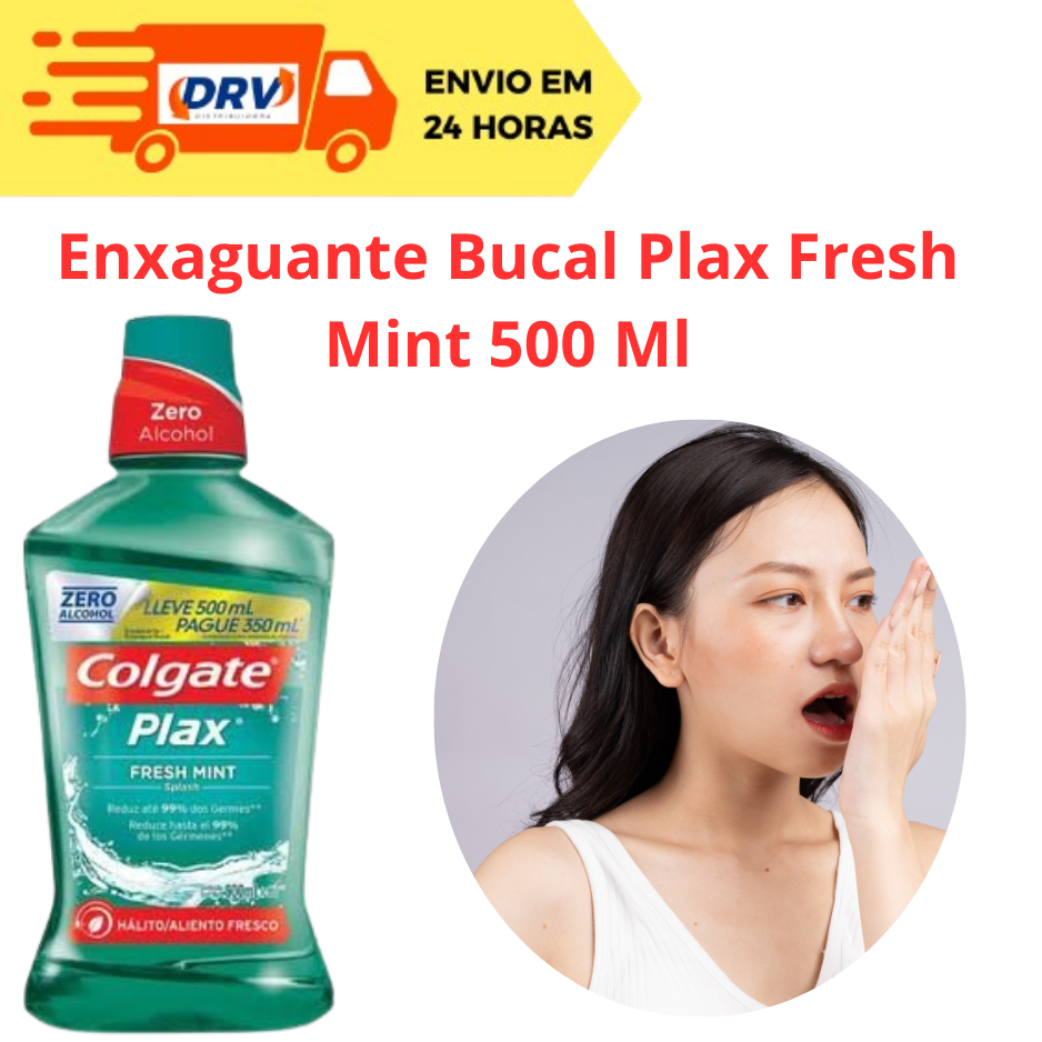 Enxaguante Bucal Colgate plax Fresh Mint 500 Ml - Enxaguatório Bucal Plax 500 Ml - Plax 500 ml