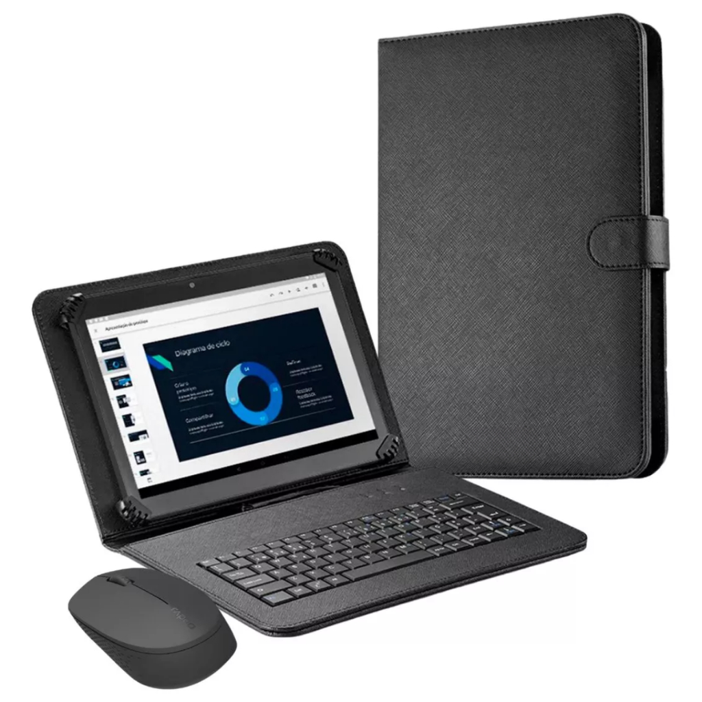 Capa com teclado e mouse p/ tablet Samsung Galaxy A7 T500 T505 10.4 polegadas
