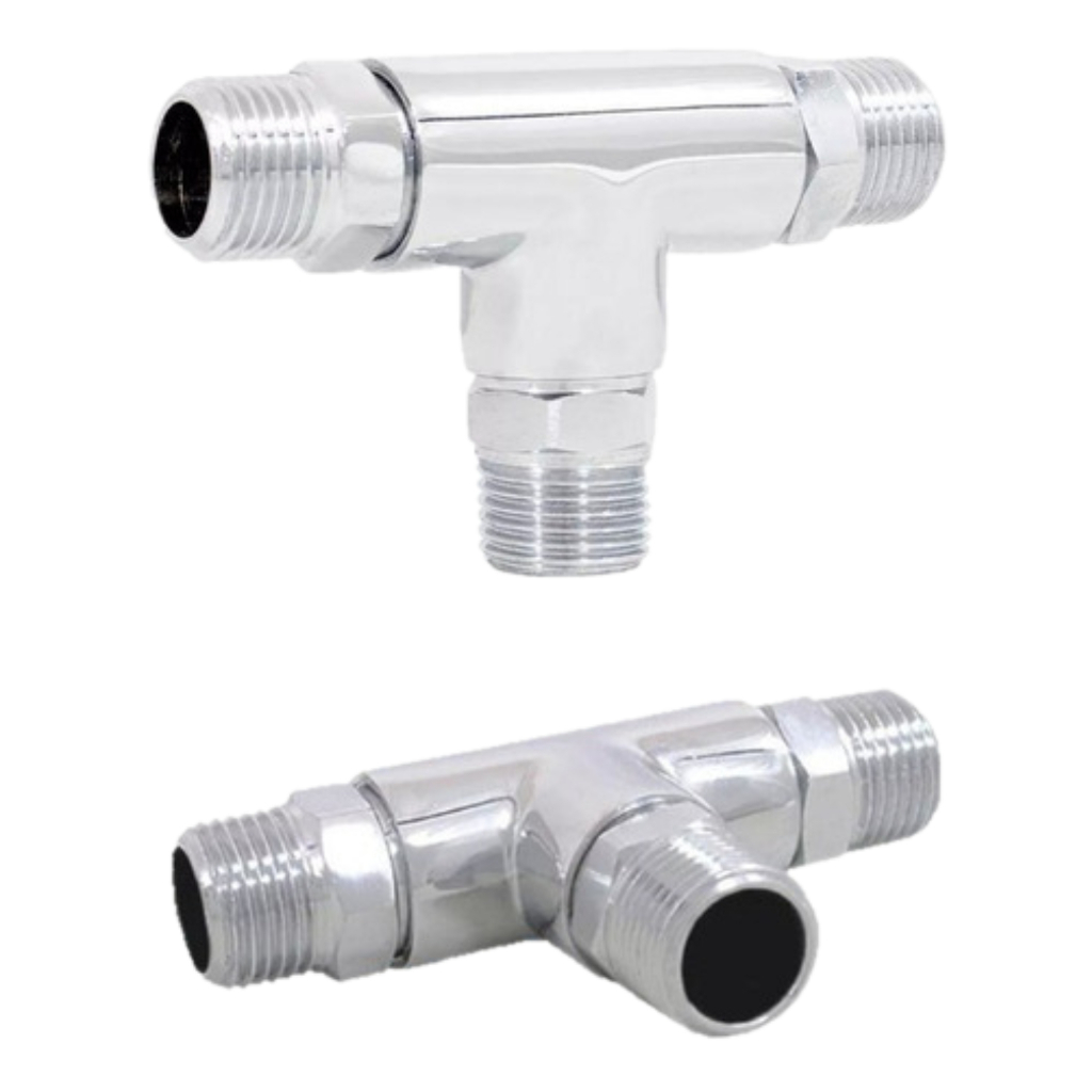 Kit Adaptador Conexao Tee Torneira Cozinha Banheiro Misturador Monocomando Metal Conversor Agua Fria