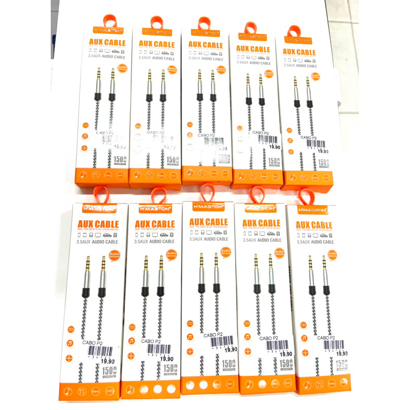 10 cabos auxiliar p2 3,5mm,tipo-c para áudio p2,Lightning para áudio p2