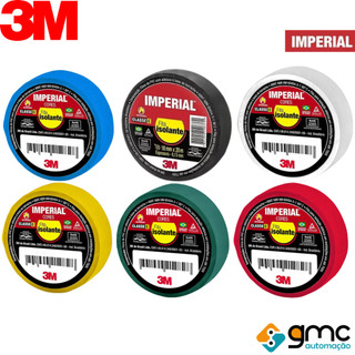 Fita Isolante 3M Imperial 18mm X 20m Multiuso - Amarela / Azul / Branca / Verde / Vermelha / Preto
