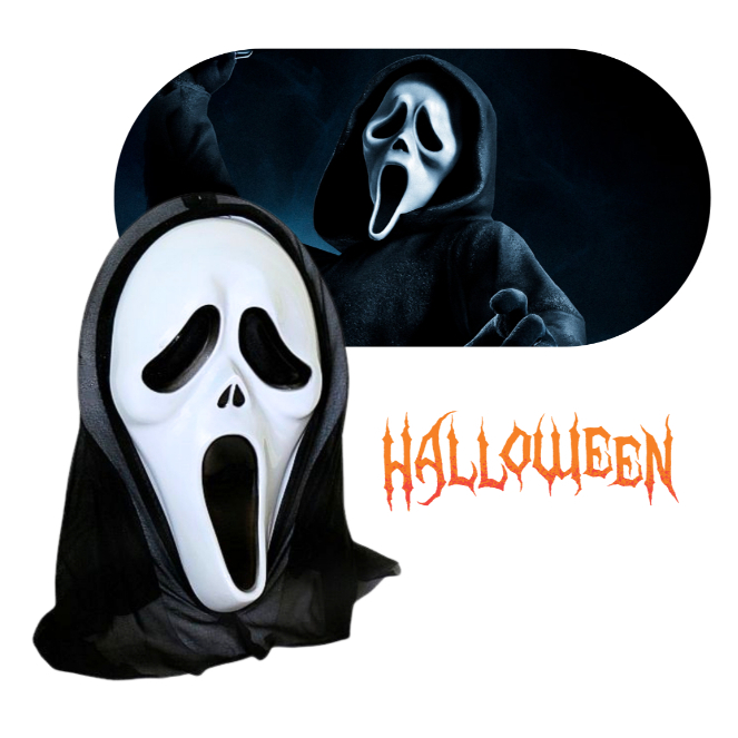Máscara Pânico Capuz Fantasia Festa Halloween Carnaval Rua em Oferta na Shopee