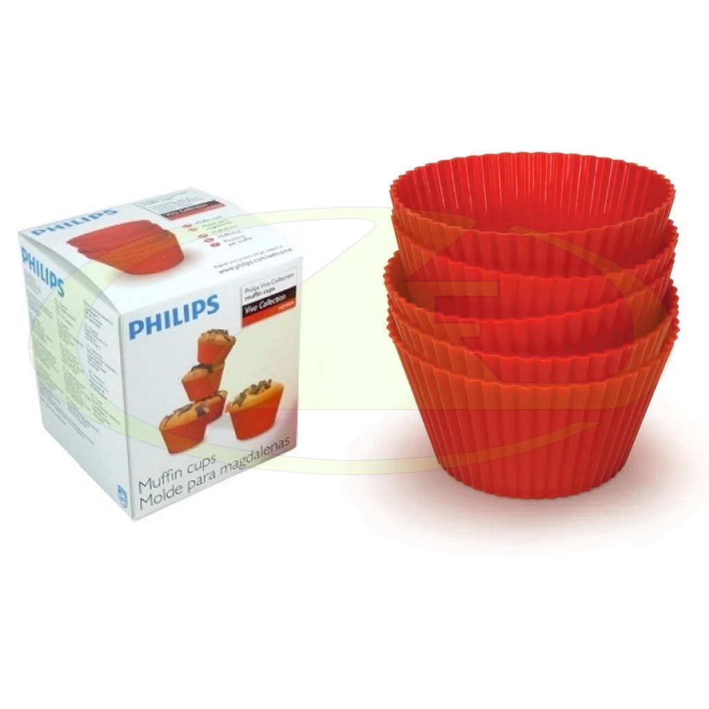CAIXA COM 5 FORMAS SILICONE P/ MUFFIN CUPCAKE AIRFRYER MULTICOOKER ORIGINAL PHILIPS WALITA LAVÁVEL