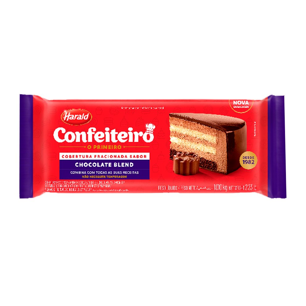 Cobertura Confeiteiro Chocolate Blend em Barra 1,01kg Harald